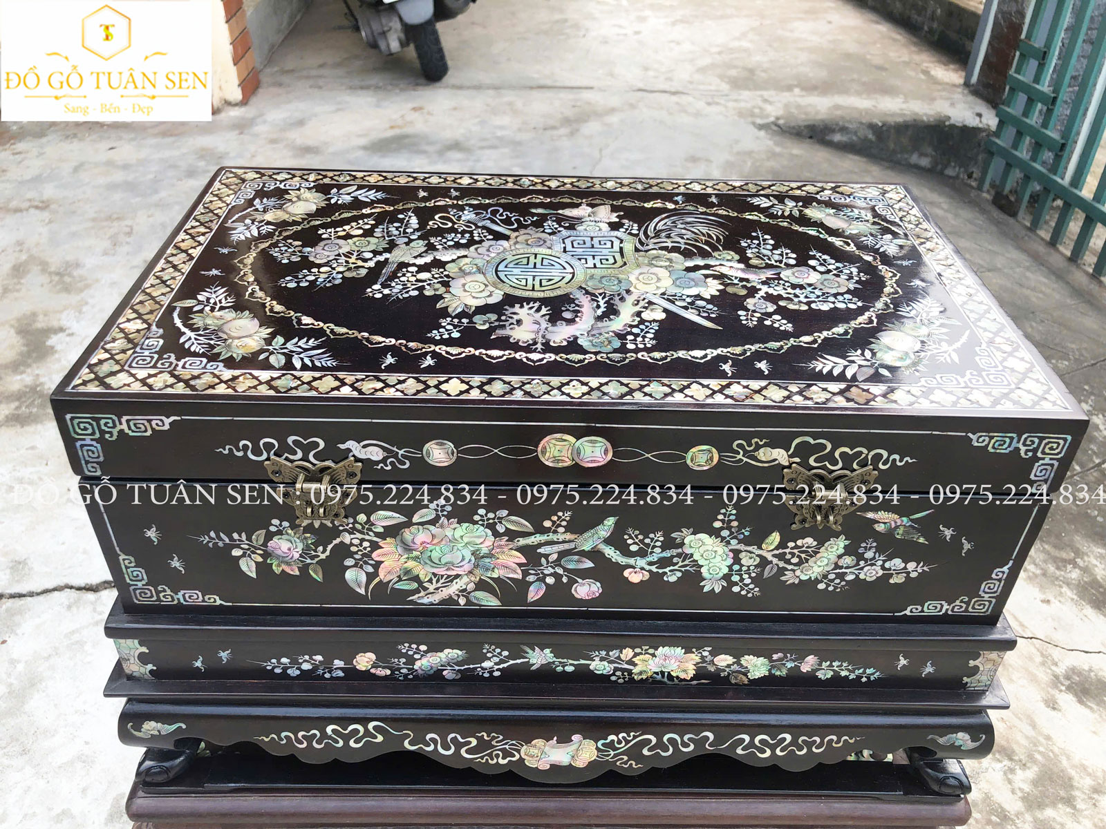 Thông tin kích thước Tráp gỗ khảm ốc